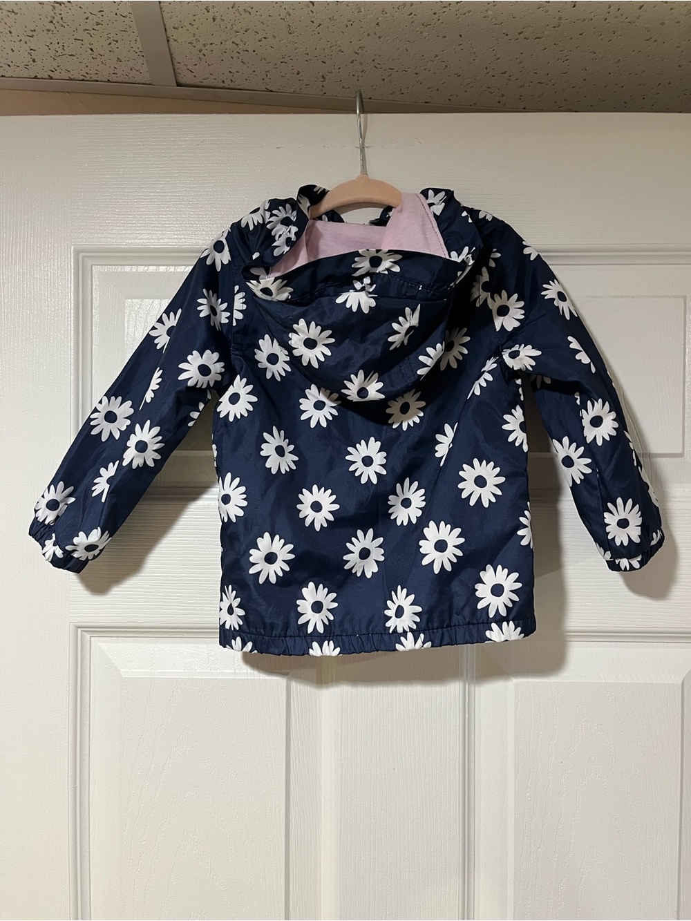 Carter's Navy Daisy Hooded Raincoat Jacket with Pink Lining - Picture 2 of 3